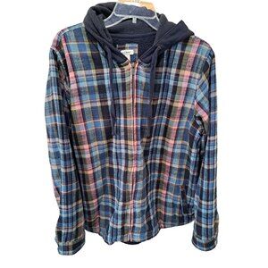 Vtg L.L.Bean XL Unisex Grunge Plaid Fleece-Lined Zip Hoodie Jacket Gorpcore